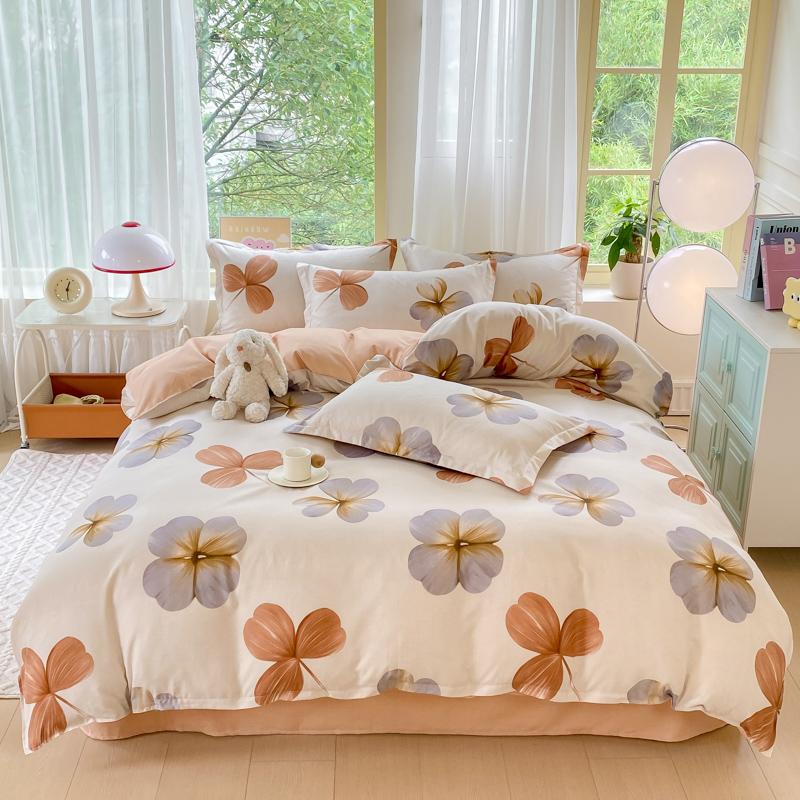 3/4Pcs Colorful Love Duvet Cover Set Letter Print Double Queen Bedding With Zipper Soft Breathable Quilt Cover Machine Washable