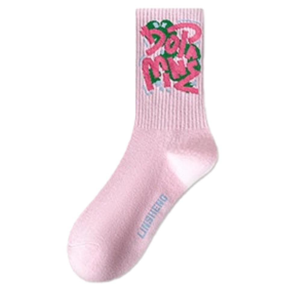 

2026 Women s Mid-Calf Cotton Socks - Odor-Resistant, High-Waist Sports Style, Autumn/Winter Trend One Size 35-39 розовый
