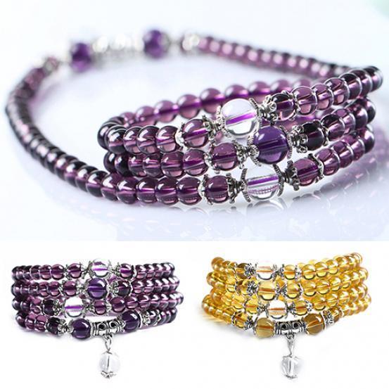6mm Crystal Stone Buddhist Amethyst 108 Prayer Beads Mala Bracelet Necklace AVE