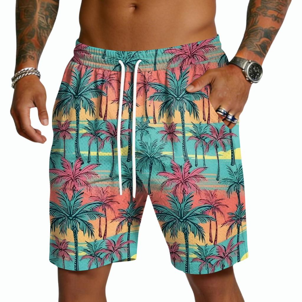 Pantalones Cortos Casuales para Hombre con Estampado Hawaiano y Cordón, Ligeros de Secado Rápido con Entrepierna de 5 Pulgadas para Vacaciones de Verano