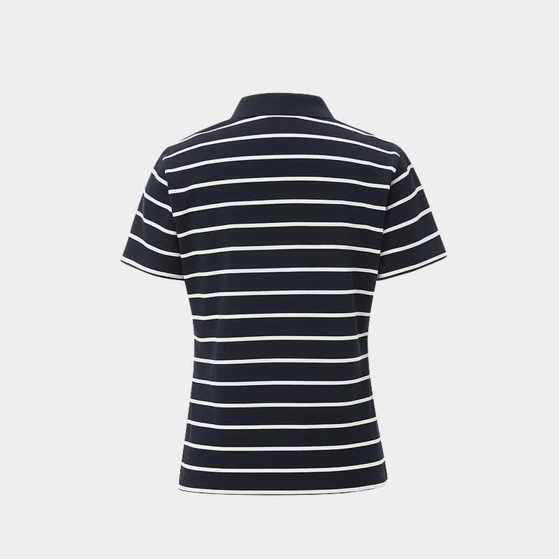 Women s Striped Seagull Collar Short Sleeve Polo Shirt M