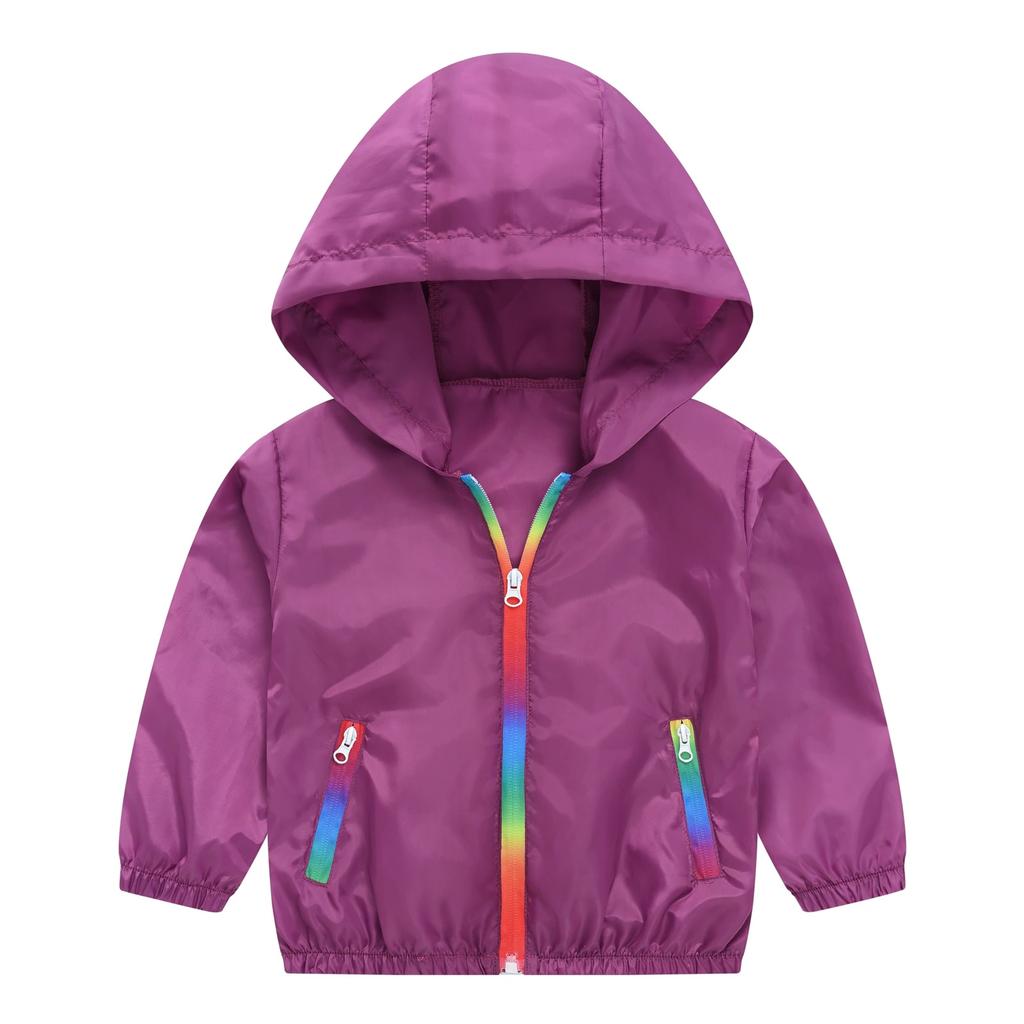 Children's Summer Hooded Breathable Sunscreen Long Sleeve Lightweight Zipper Jacket