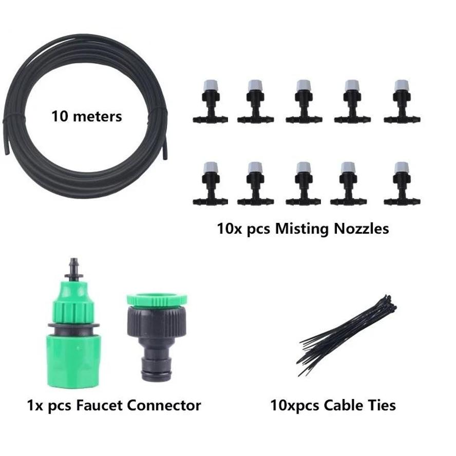 10Meters New Irrigation Garden Sprayer System with 10 Sprinklers Nozzles Misting Fog Cooling Water Sprayer for Agricultural Use
