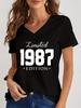 Women V Neck Tshirt Limited 19841985 Edition Graphic Tee Shirt Womens Birthday Y2k Top Funny Vintage Women Oversized T Shirt