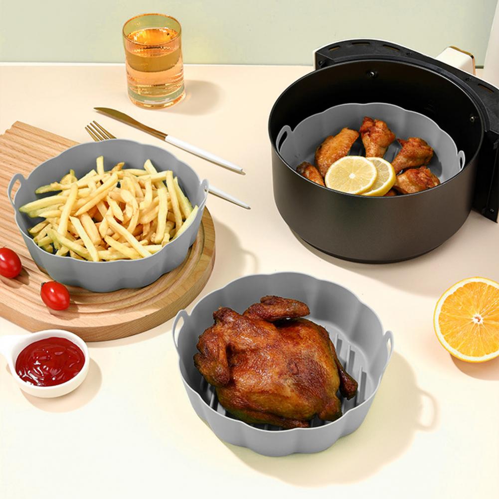 Air Fryer Liner Silicone Baking Tray High Temperature Resistant Pizza Pan Air Fryer Basket Accessory