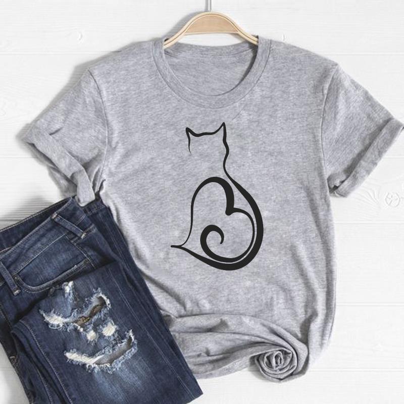 

Футболка с домашним животным и котом, модная футболка, одежда 90-х годов, милый милый стиль, повседневная женская футболка с коротким рукавом и принтом, женская женская футболка с графикой XXL