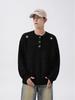 Men's Autumn/Winter Henry Collar Embroidered Sweater - Classic, Loose Knitwear with a High-End Feel