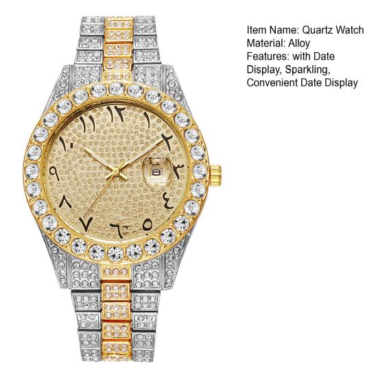 Orologio da polso unisex al quarzo analogico con datario Quadrante con strass scintillanti Orologio da polso per uso quotidiano, in ufficio, alle feste
