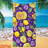 Dark Purple Full Print Lemon Lime Slice Quick Dry Sand Resistant Microfiber Beach Pool Bath Towel