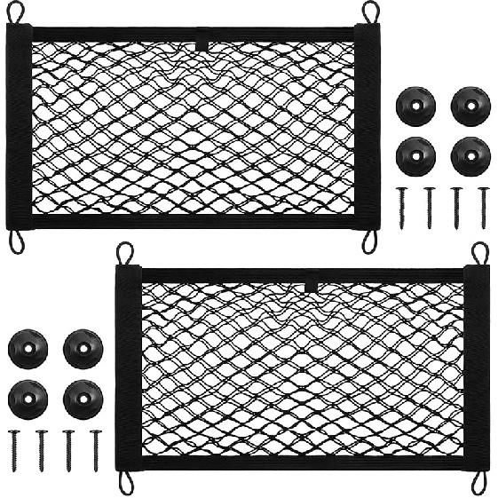 Frienda 2 Pieces Stretchable Small Cargo Net Pocket Storage Mesh Net Elastic Automotive Storage Pouch With 8 Pieces Mounting Screws And Hooks For