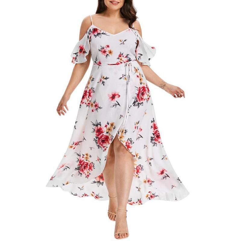 Fashion Women's Print Sexy Halter Short Sleeved Summer Dress