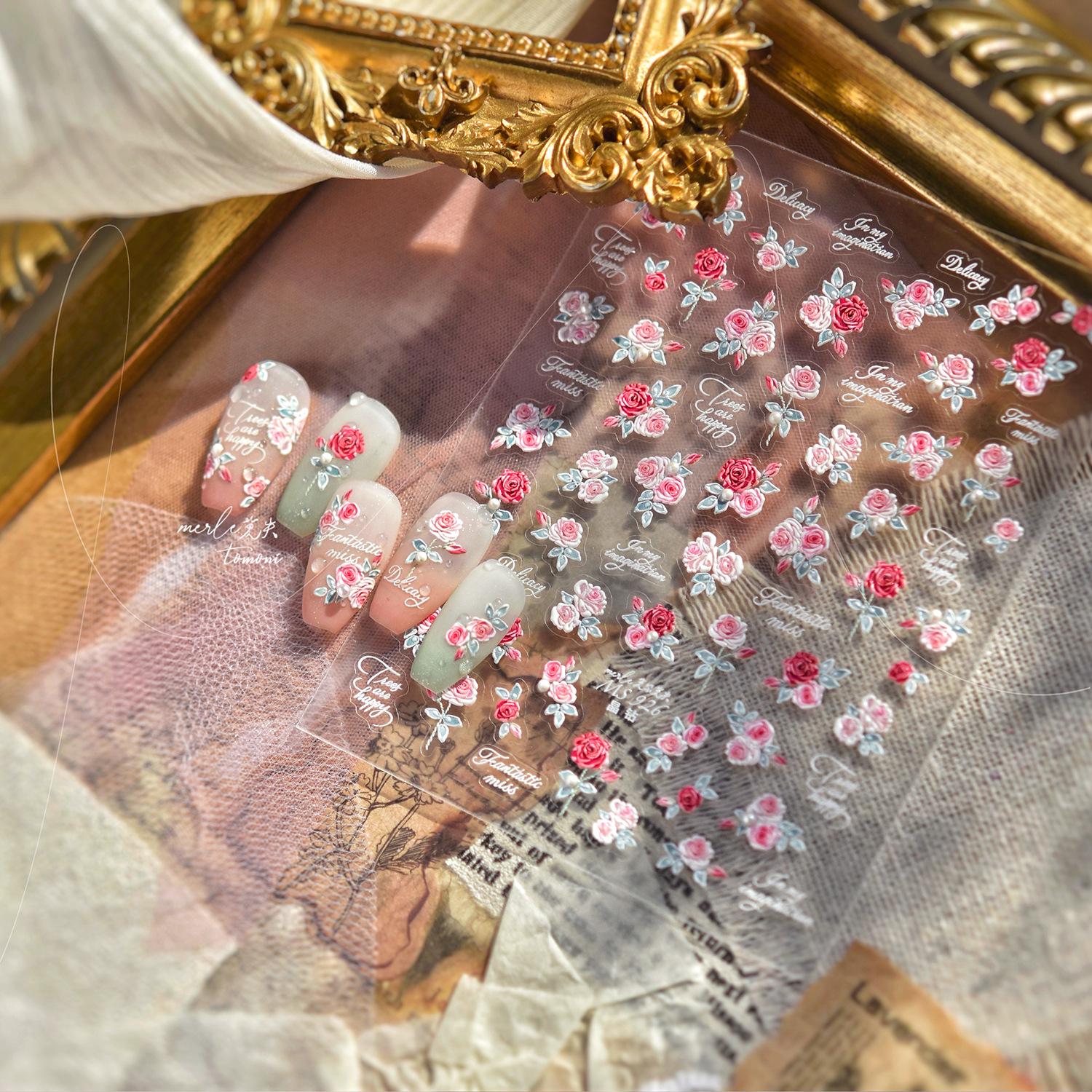 Наклейки для ногтей Tomoni Crystal Diamond Rose Flower - Сотрудничество с Mo Shi (Стиль MS922)