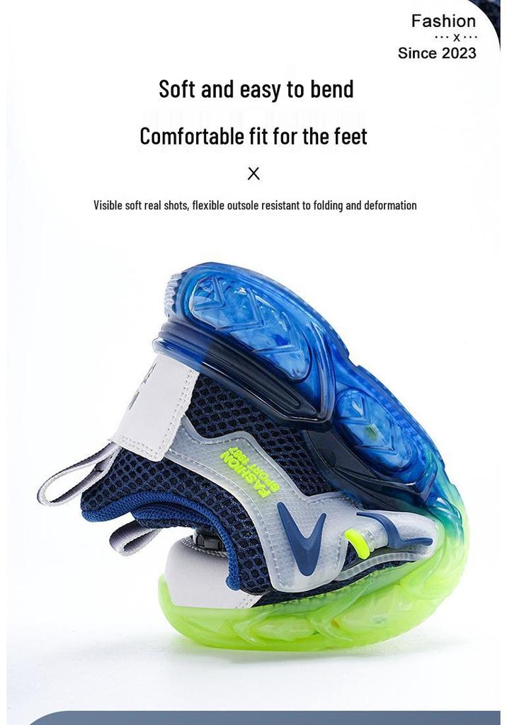Boys' Lightweight Breathable Korean Style Rotating Button Sports Shoes for Spring