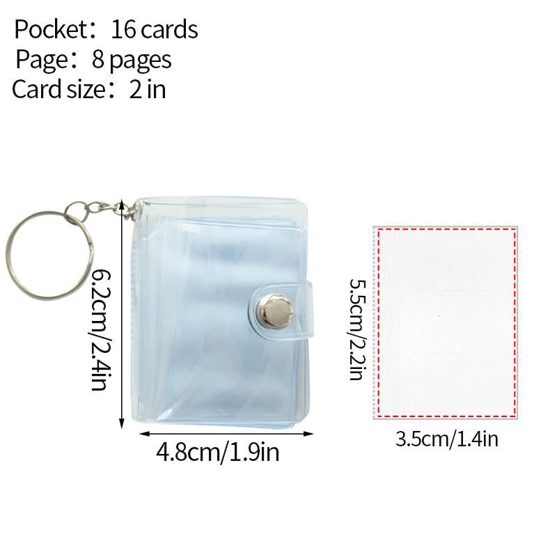 Mini Photo Album 16 Pockets PVC Transparent Frosted Photocard Binder Album Sticker Name Cards Holder Coin Holder with keychain