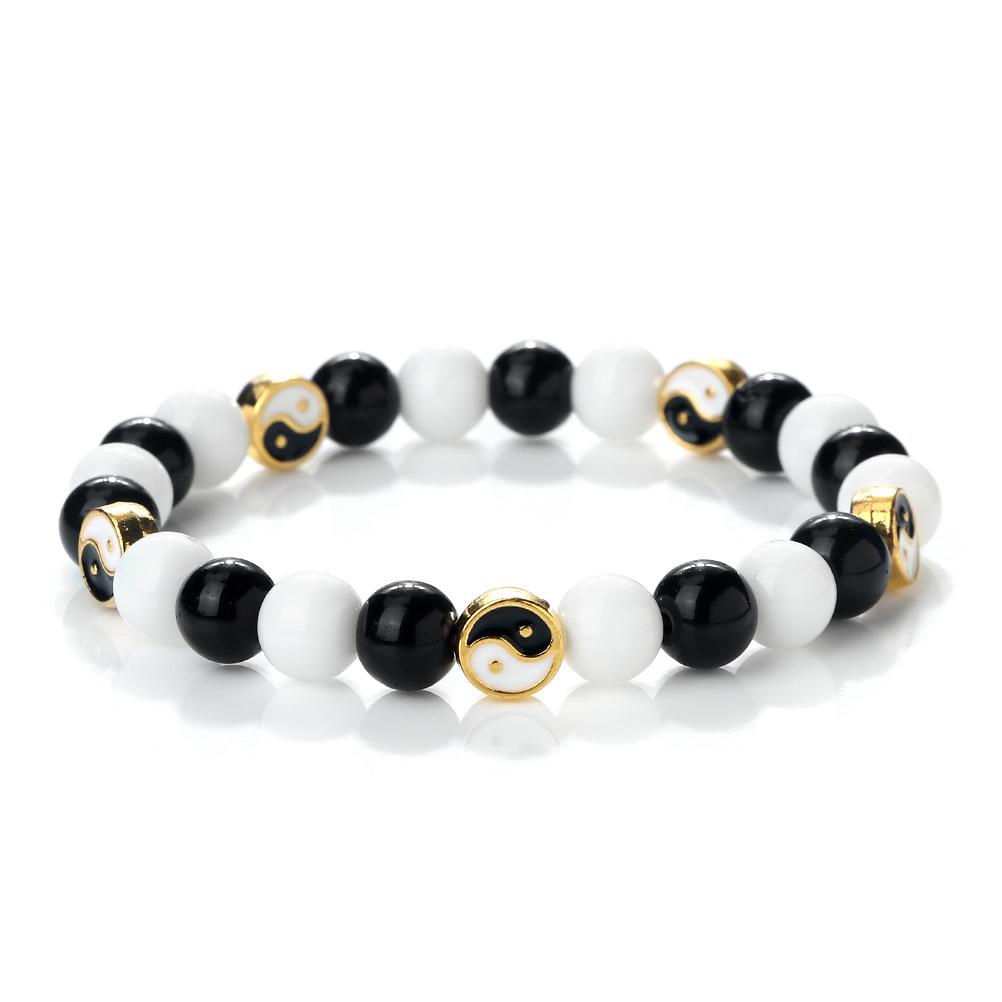 Yin-Yang Tai Chi Frosted Turquoise Beaded Bracelet