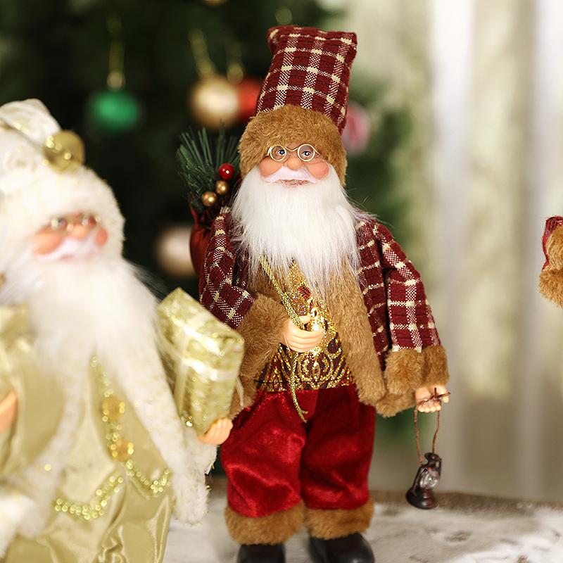 Christmas Standing Santa Doll Creative Plush Figurine Backpack Santa Claus Decoration Holiday Ornament