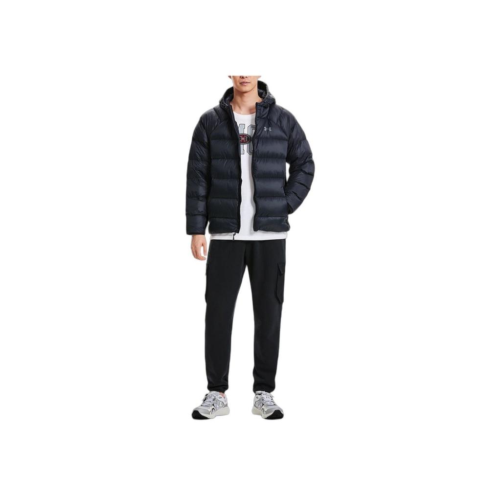 Under Armour Solid Color Sports Casual Hooded Down Jacket Men Outerwear Black 1372651-001