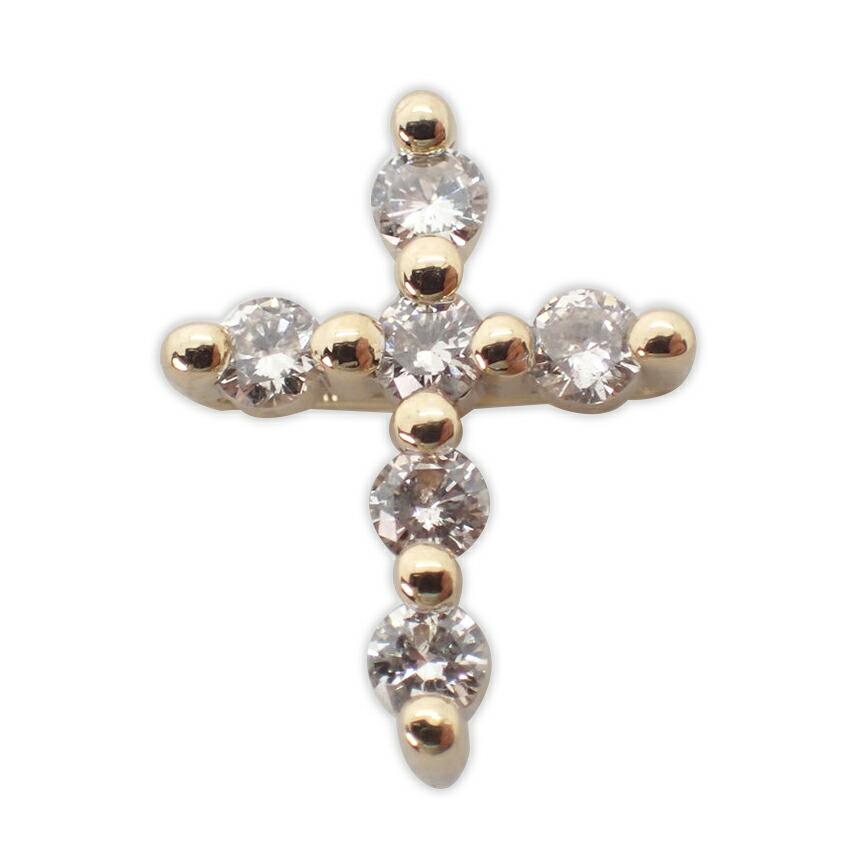 

[Б/у] K18 Бриллиант/0.35ct Крестовая подвеска сверху [g309-74]