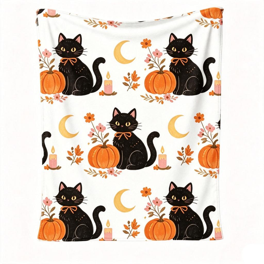 Halloween Flannel Blanket Cozy Throw for Couch and Bed