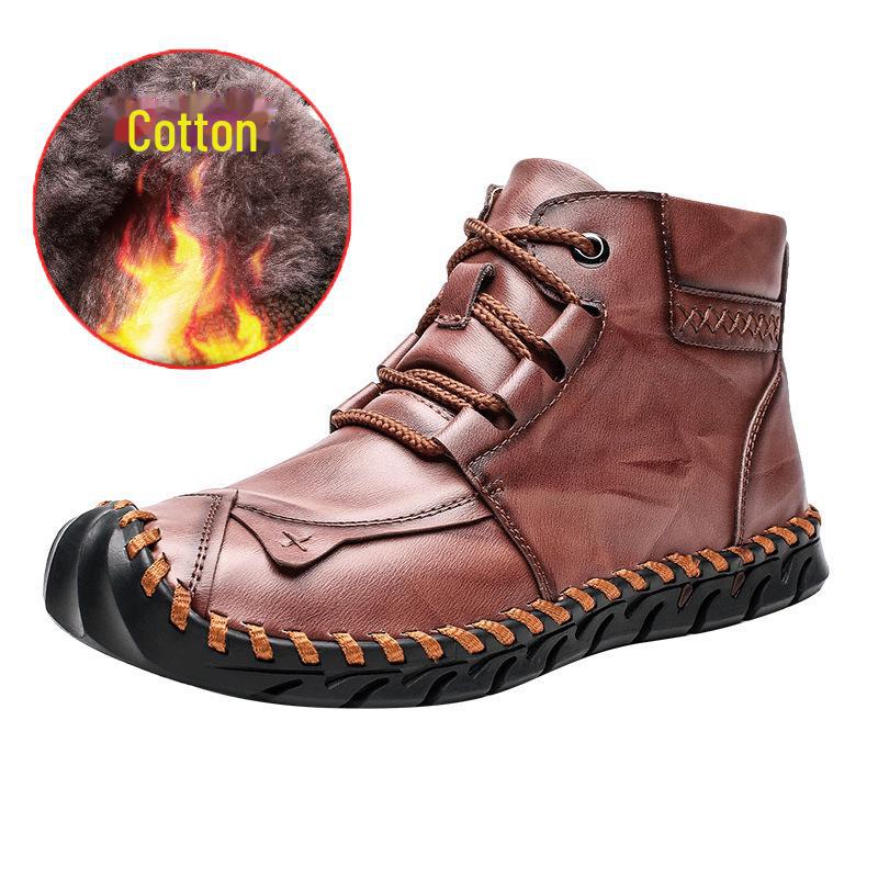 2019 Herren High-Top Martin Boots mit Plus Samt, handgefertigtes Leder, britischer Stil, große Größen, Herbst/Winter