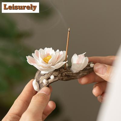 El Yapımı Şakayık Tütsülük Seramik İplik Tütsü Brülörü, Tütsü Tutucu, Zen Çay Seremonisi Aksesuarları, Masaüstü Süsleri