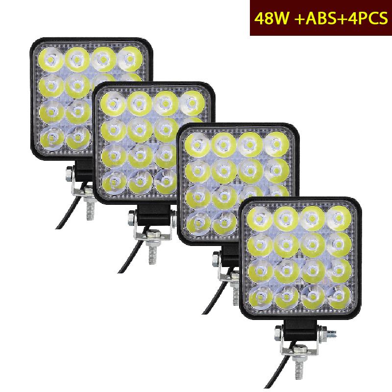 48w/126w Truck Off-road Suv Car Headlights Night Driving Lights Fog Lights 12v/9-30v Led Work Lights Square Spotlights/floodligh