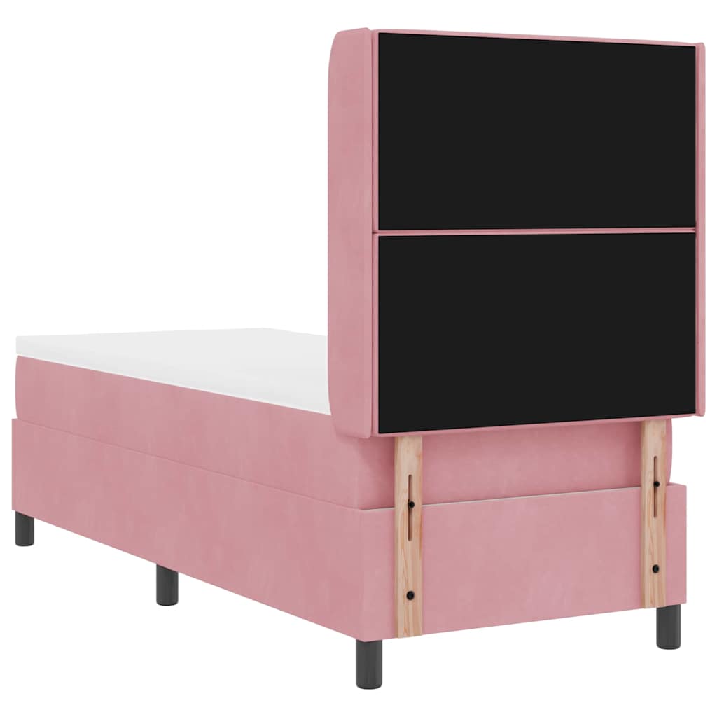 Box Spring Bed with Mattress and Headboard Pink 80 X 200 Cm Velvet