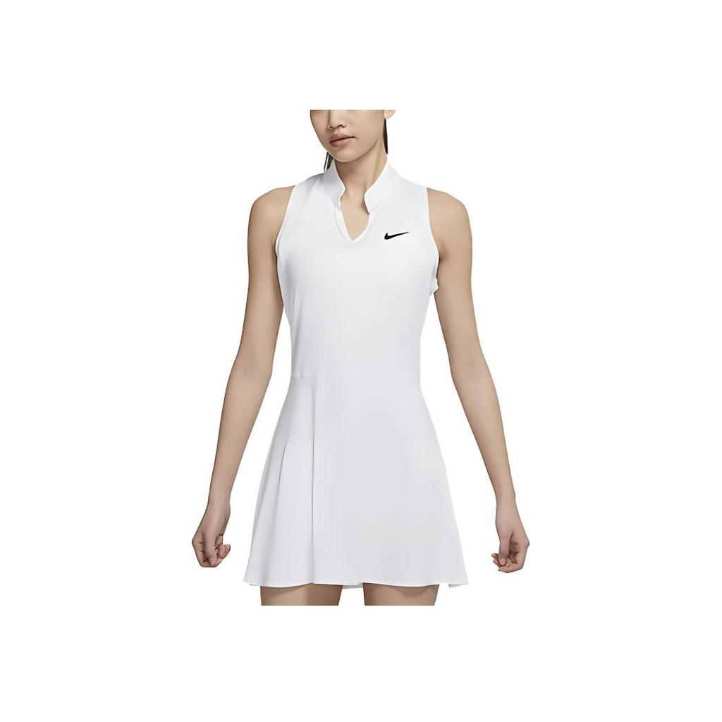 Nike Dri-Fit Court Victory Solid Versatile Comfortable Casual Tennis Sleeveless Dress Women Dresses White DD8731-100
