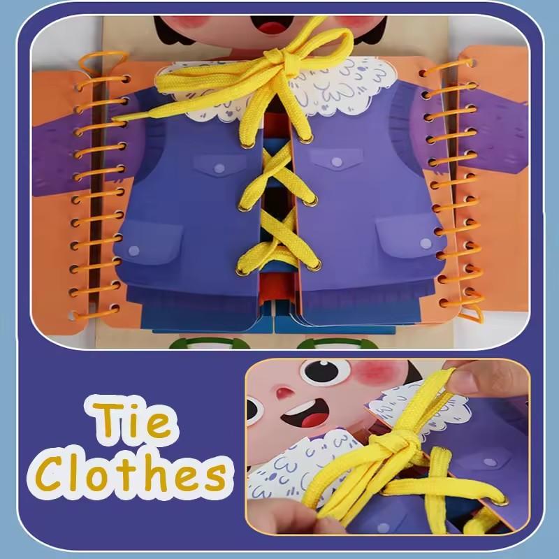 Montessori Toys Early Education Children Life Skills Tying Shoelas Zipper Buckles Wooden Multi-layer Busy Board Puzzle Gift
