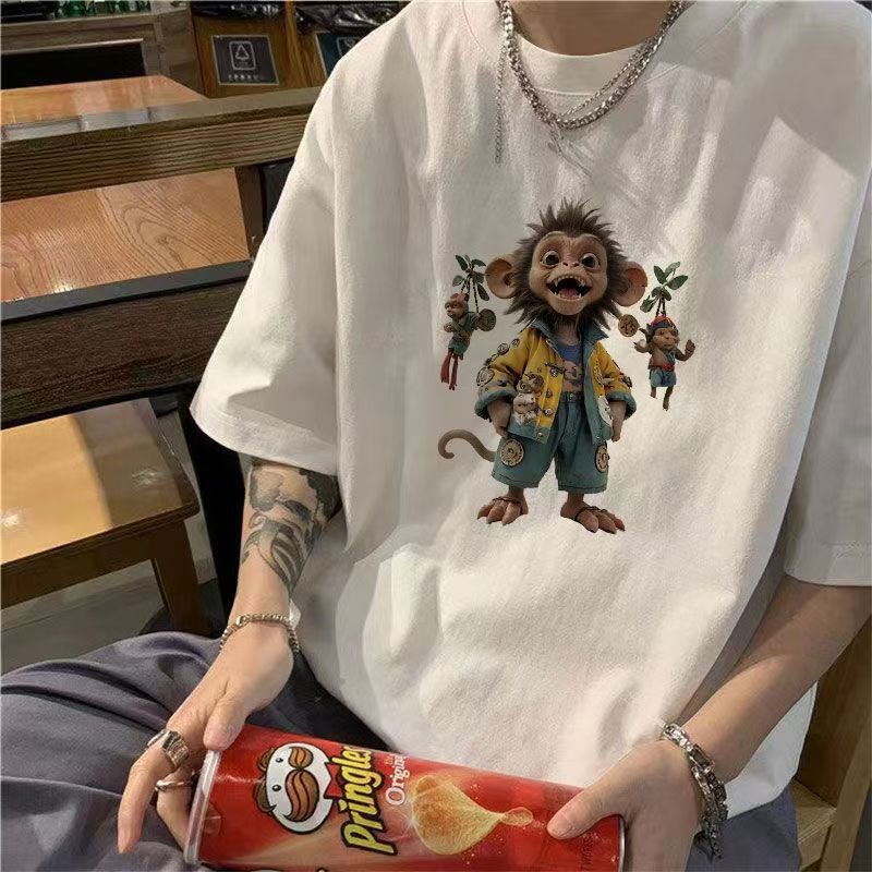 Summer new boys handsome short-sleeved t-shirt pure cotton loose round neck casual t-shirt top