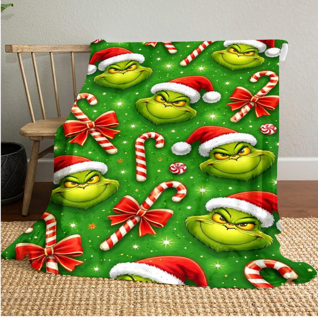 Grinch Christmas Story Plush Blanket Soft Comfortable All Seasons blanket Sofa Office Naps blanket Outdoor Travel throw Perfect Gift