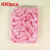 Women's Disposable Shower Cap, Plastic Waterproof Head Cover, Pink Spa Salon, Hotel Hair Dye, Elastic Hair Cap, 100 Pieces/set