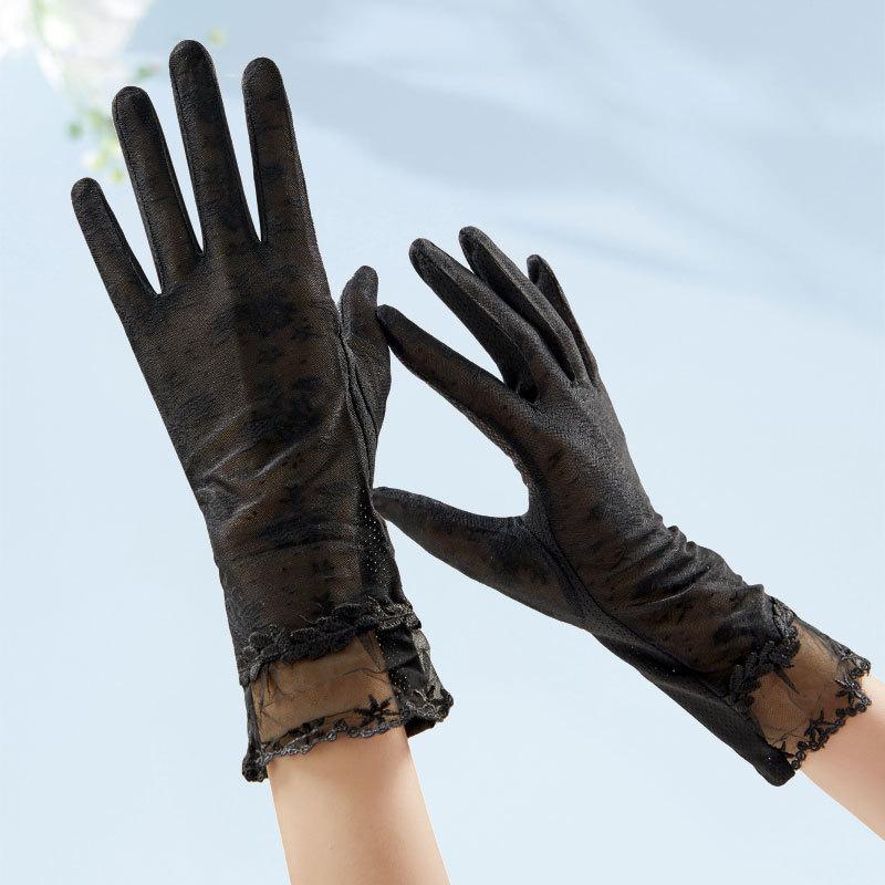 Thin Sunscreen Gloves Women's UV Protection Summer Lace Non-slip Breathable Driving Outdoor Touch Screen Ice Silk Gloves