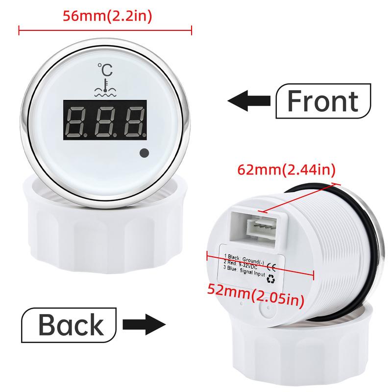 Red Light 0~120℃ Water Temp Meter+Sensor Digital Water Temperature Gauge with Alarm for Car Marine Yacht Boat 12V 24V ized