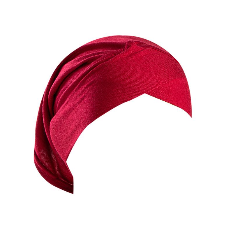 Forehead Criss Cross Muslim Turban Solid Stretch Inner Hijab Caps Ready To Wear Women Head Scarf Under Bonnet Turbante Mujer