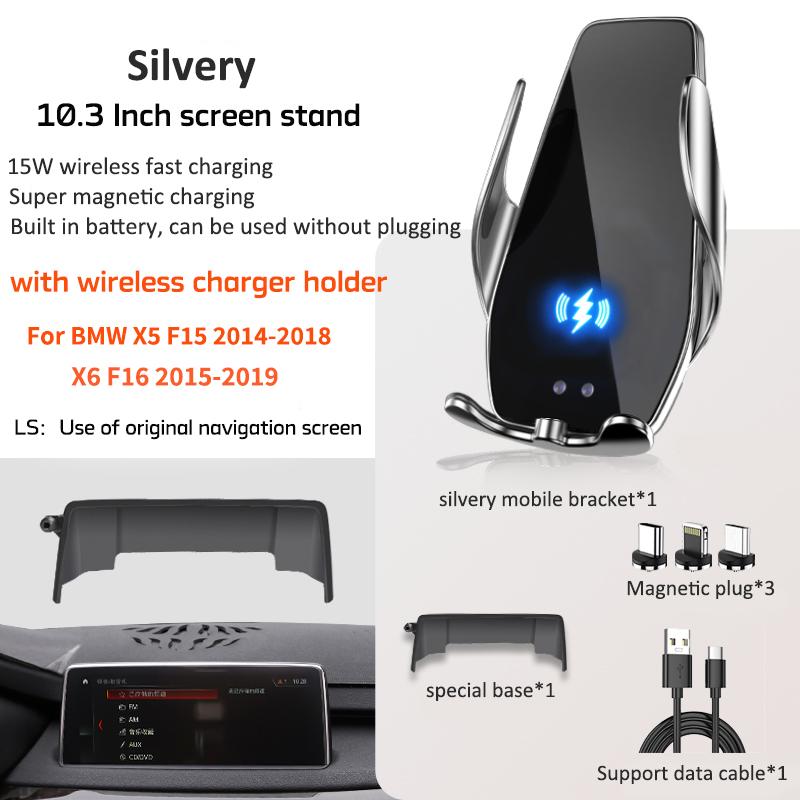 Car Phone Holder 15W Fast Charging Wireless Support  For BMW X5 F15 X6 F16 Mount Screen Mobile Phone