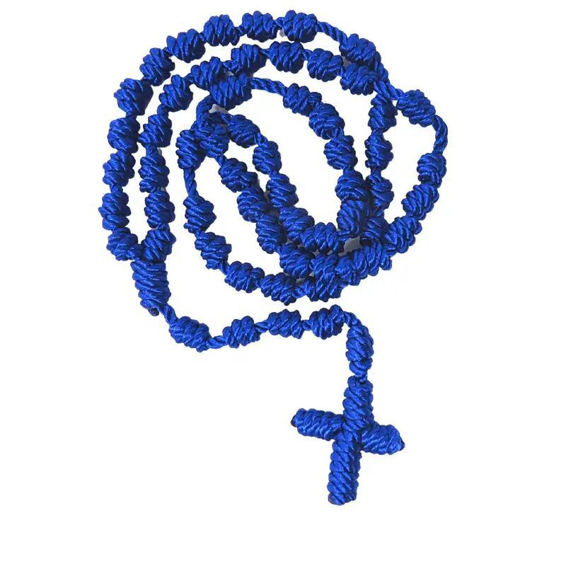 Handmade Nylon Cord Rosary Necklace, Colorful