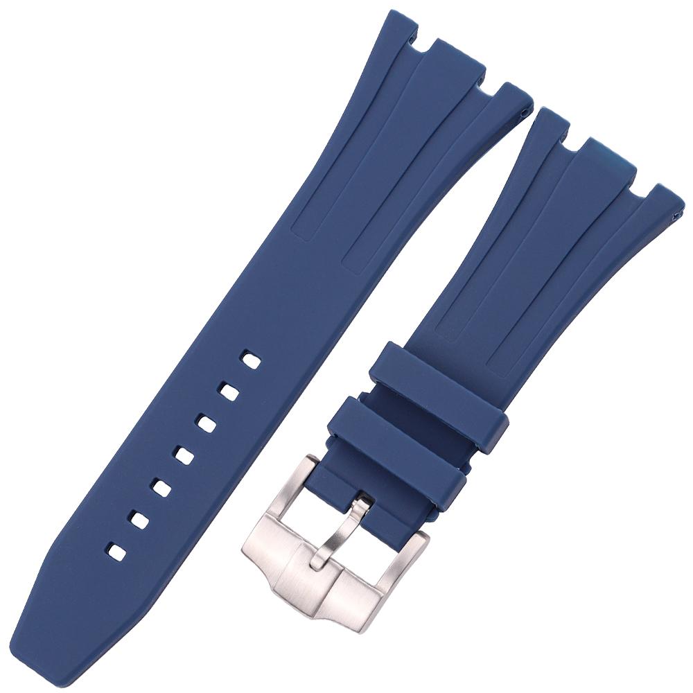 

Rubber Watchband 27mm for AP Blue Black Strap Men Waterproof Soft Silicone Watch Band Accessories 27mm синій