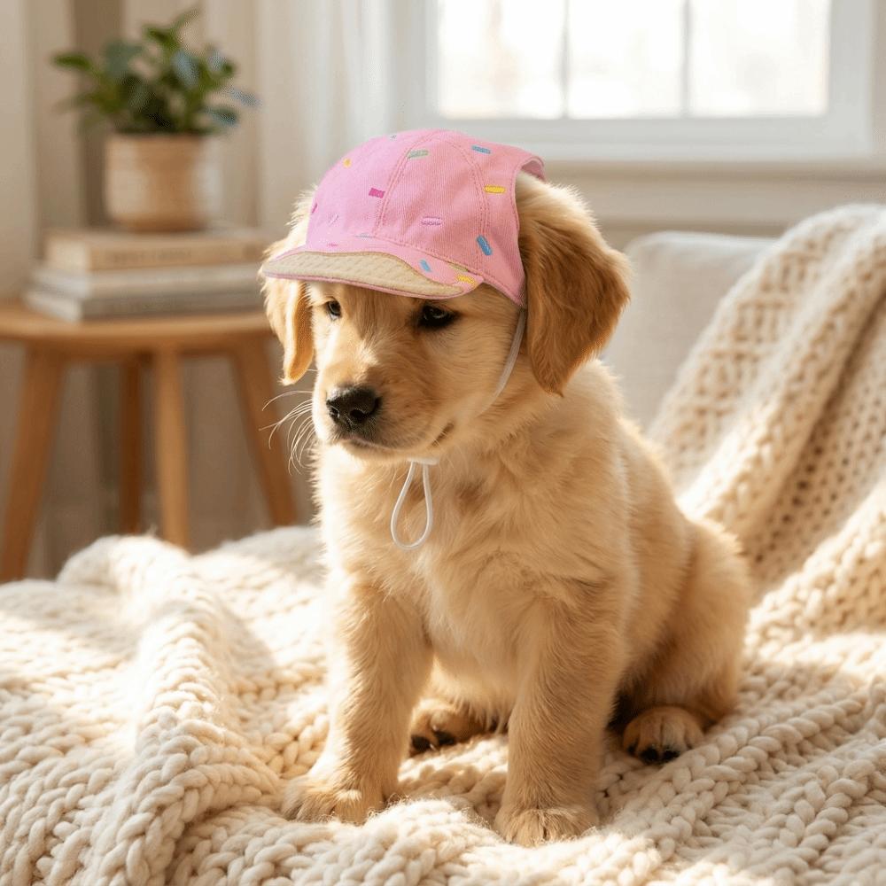 Ice Cream Pattern Dog Fisherman Hat Sun Protection Dog Visor Hat Pet Sun Hat  Dogs Cats