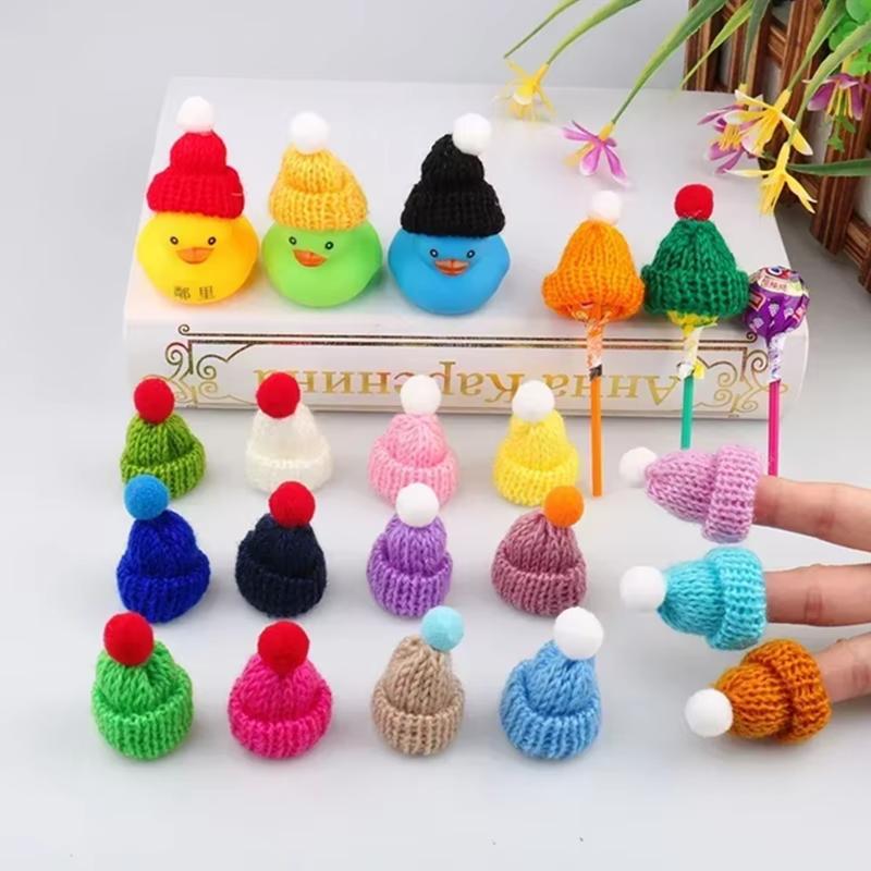 Mini Christmas Hat Mini Scarf Red Green Christmas Color Hanging Finger Hat Lollipop Bottle DIY Christmas Party Decoration