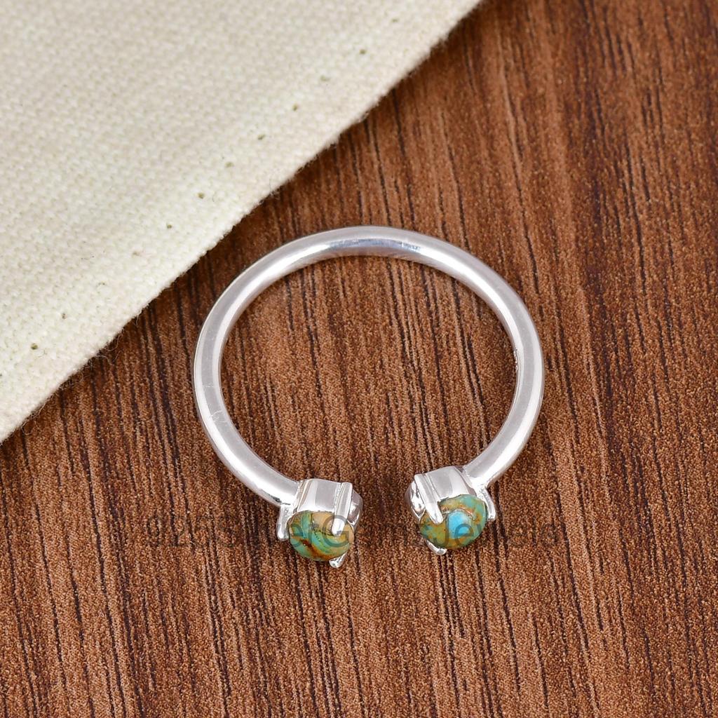 Kingman Turquoise Ring, 925 Sterling Silver Ring, Minimalist Turquoise Band Ring, Dainty Gemstone Ring, December Birthstone Gift