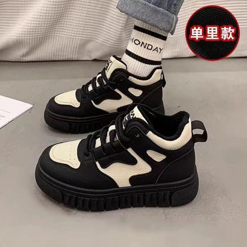 2025 autumn and winter new girls' shoes medium and older children's soft-soled sports shoes girls trendy running shoes fleece non-slip shoes