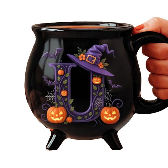 Yousheng 12oz Witch Cauldron Mug Personalized Halloween Coffee Mug Ceramic Witches Brew Tea Cup Halloween Birthday Gift for Women Besties Family