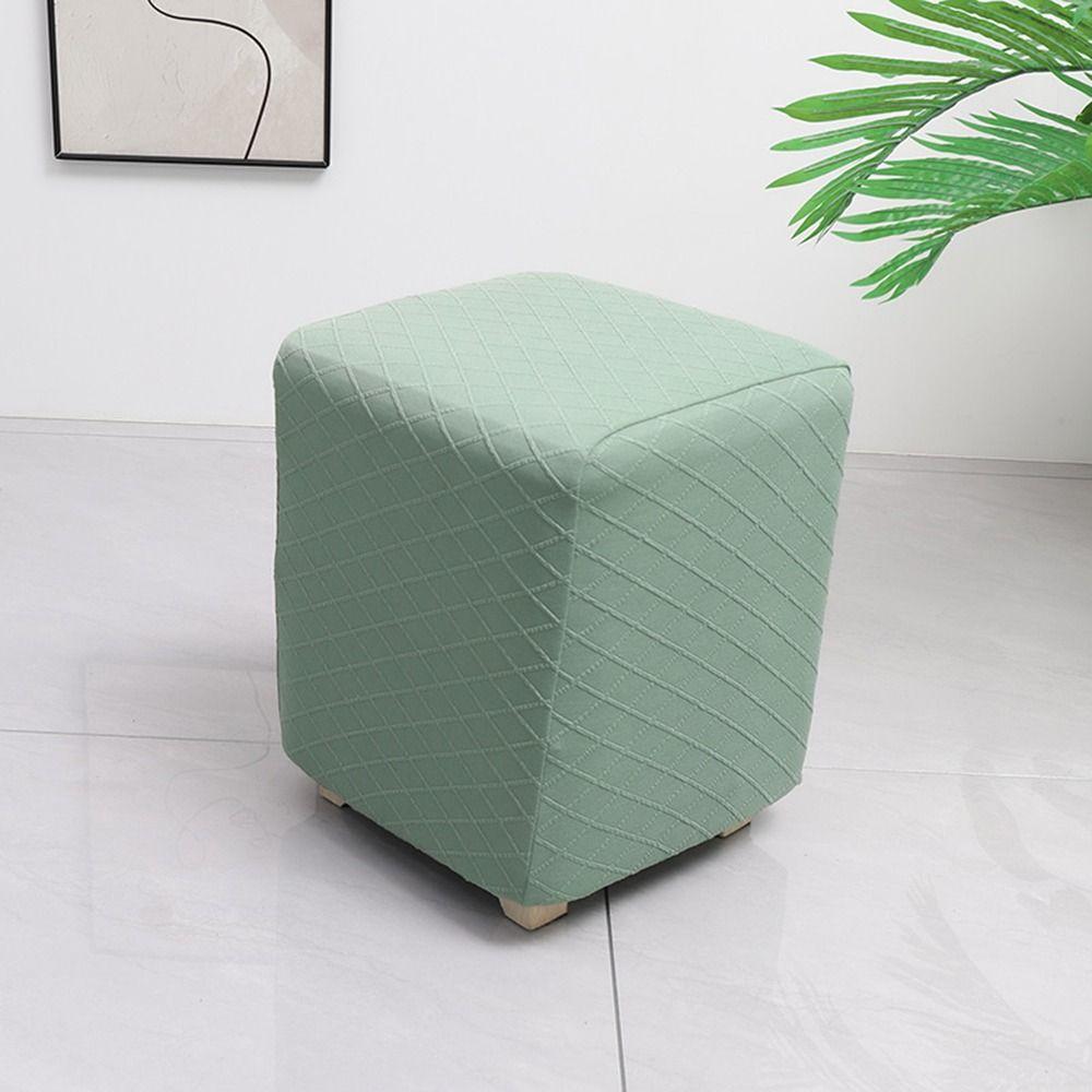 Elastic Jacquard Ottoman Cover Solid Color Footrest Slipcover New Pouf Stool Cover  Living Room