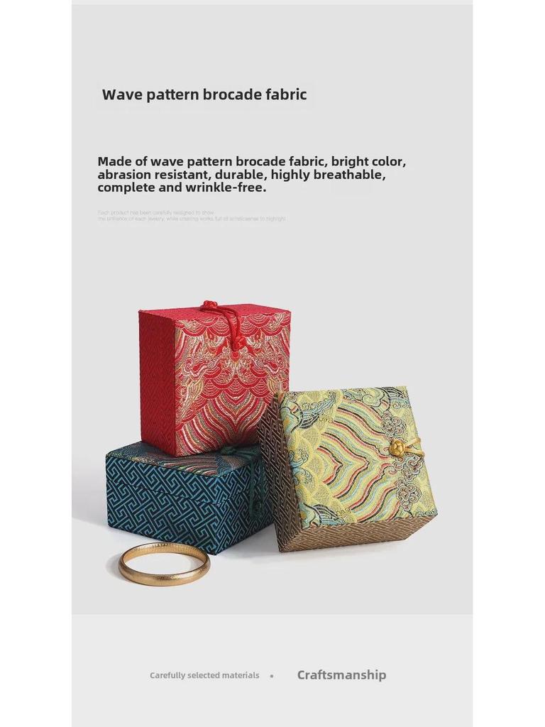 Brocade Bracelet, Rope Buckle Retro Jewelry Box; Pendant Necklace Storage for Jade and Play.
