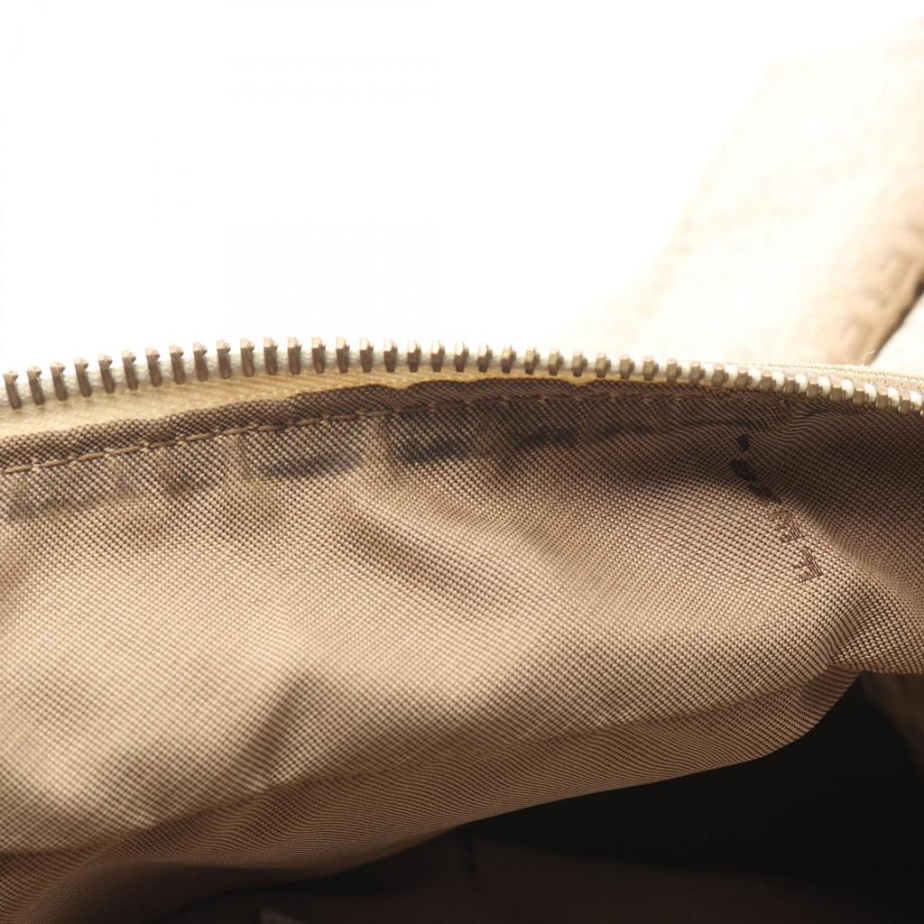 Used FENDI Micro FF Shoulder Bag canvas leather Beige White Used Women