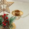 Gold Metal Double Candle Stand for Christmas Celebration Pinecones Berries Iron Candlestick Centerpieces Candle Holders