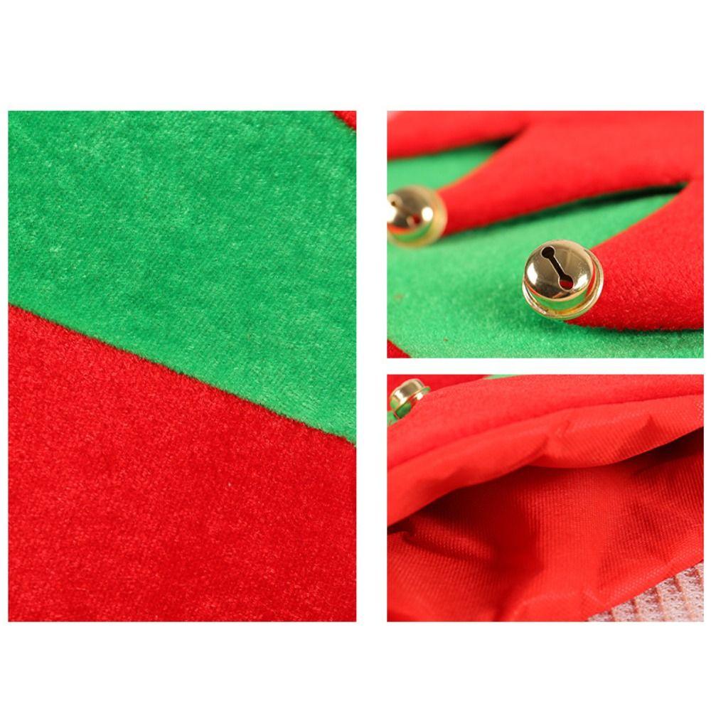 Ball Stripe Xmas Cap Green Santa Elf Hat Warm Christmas Hat  Winter