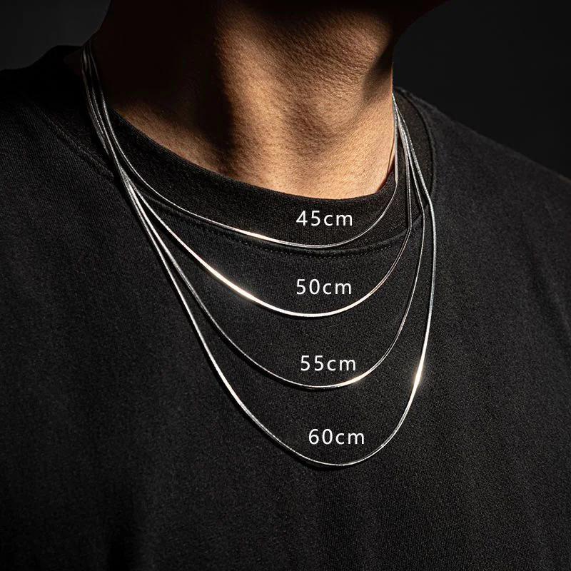 Punk Hip-hop 2MM Snake Link Chain 925 sterling silver Necklace for Men Women Silver Male Jewelry Gifts Cadenas Para Hombre 40cm