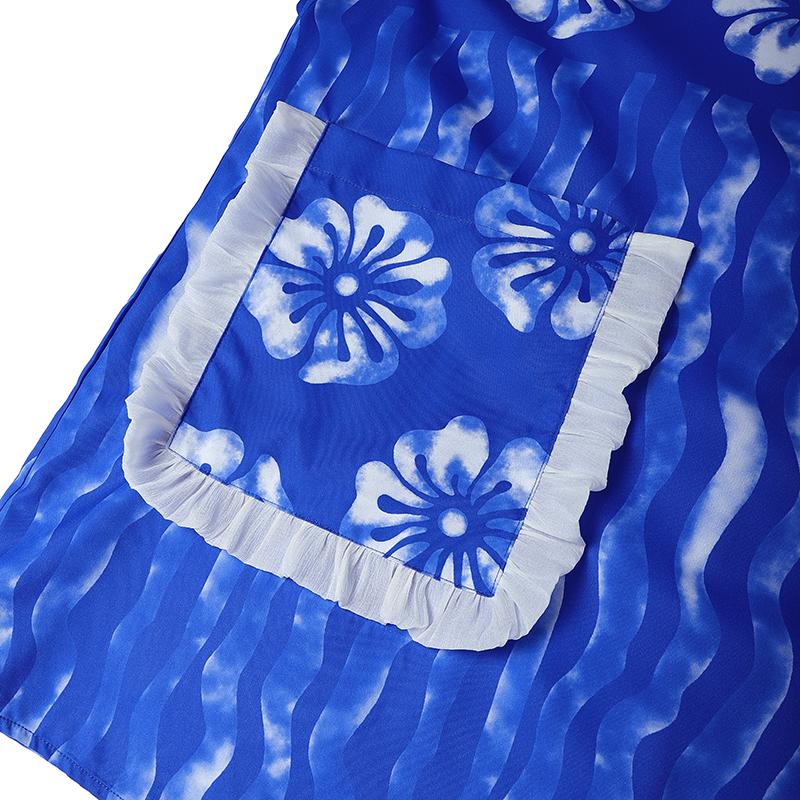 Plus Size Women Long Sleeve Floral Print Pockets Casual Loose Minig Dress